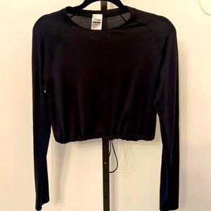 Gymshark Women's Black Crop-top Exercise Training Workout Drawstring Size Medium